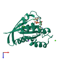 PDB entry 5b30 coloured by chain, top view.