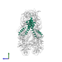 Histone H3.1 in PDB entry 5b31, assembly 1, side view.