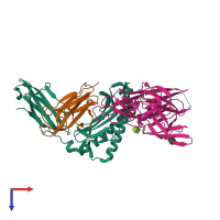 PDB entry 5b38 coloured by chain, top view.