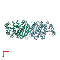 PDB entry 5b3f coloured by chain, top view.