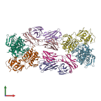 PDB entry 5b3j coloured by chain, front view.