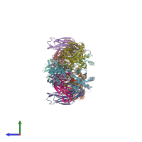 PDB entry 5b3j coloured by chain, side view.