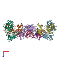 PDB entry 5b3j coloured by chain, top view.