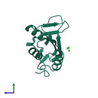 PDB entry 5b3p coloured by chain, side view.