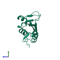 PDB entry 5b3q coloured by chain, side view.