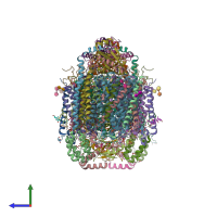 PDB entry 5b3s coloured by chain, side view.