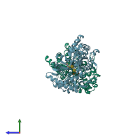 PDB entry 5b3w coloured by chain, side view.