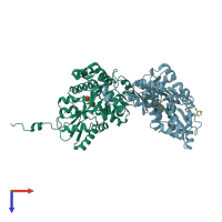 PDB entry 5b3w coloured by chain, top view.