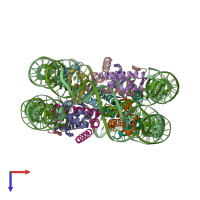 PDB entry 5b40 coloured by chain, top view.