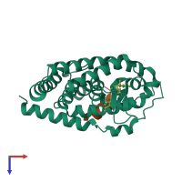 PDB entry 5b41 coloured by chain, top view.