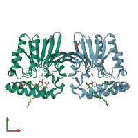 PDB entry 5b49 coloured by chain, front view.