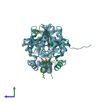 PDB entry 5b49 coloured by chain, side view.
