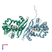 PDB entry 5b49 coloured by chain, top view.