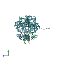 PDB entry 5b4a coloured by chain, side view.