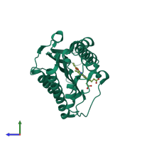 PDB entry 5b4h coloured by chain, side view.