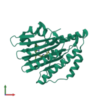 PDB entry 5b4j coloured by chain, front view.