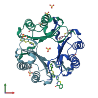 PDB entry 5b4o coloured by chain, front view.