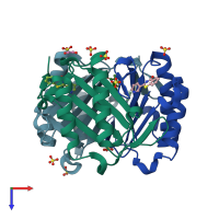 PDB entry 5b4o coloured by chain, top view.