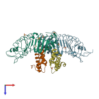 PDB entry 5b4p coloured by chain, top view.