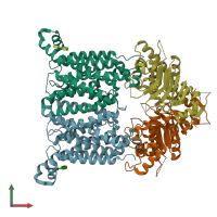 PDB entry 5b57 coloured by chain, front view.