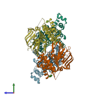 PDB entry 5b57 coloured by chain, side view.