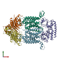 PDB entry 5b58 coloured by chain, front view.