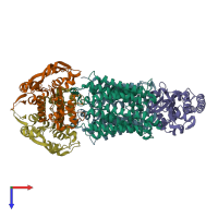 PDB entry 5b58 coloured by chain, top view.