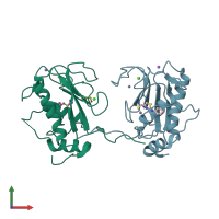 PDB entry 5b5o coloured by chain, front view.