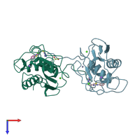 PDB entry 5b5o coloured by chain, top view.