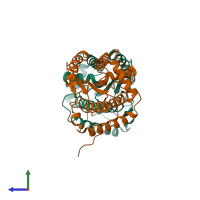 PDB entry 5b5q coloured by chain, side view.