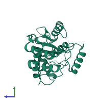 Deubiquitinase and deneddylase Dub1 in PDB entry 5b5q, assembly 1, side view.