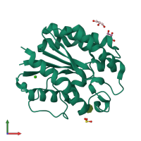 PDB entry 5b5s coloured by chain, front view.