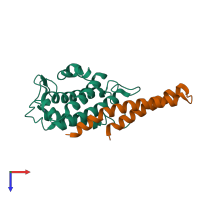 PDB entry 5b5w coloured by chain, top view.