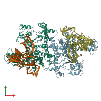 PDB entry 5b63 coloured by chain, front view.