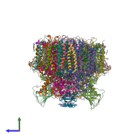 PDB entry 5b66 coloured by chain, side view.