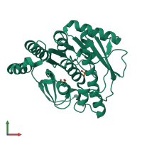 PDB entry 5b6a coloured by chain, front view.