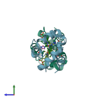 PDB entry 5b6q coloured by chain, side view.