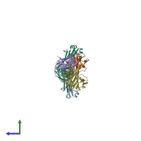 PDB entry 5b71 coloured by chain, side view.