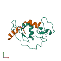 PDB entry 5b75 coloured by chain, front view.