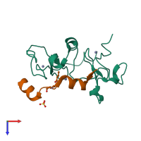 PDB entry 5b75 coloured by chain, top view.
