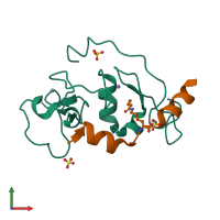 PDB entry 5b76 coloured by chain, front view.