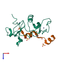 PDB entry 5b76 coloured by chain, top view.