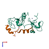 PDB entry 5b77 coloured by chain, top view.