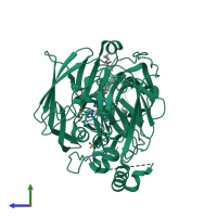 PDB entry 5b7e coloured by chain, side view.