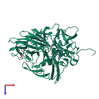 PDB entry 5b7e coloured by chain, top view.