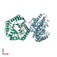 PDB entry 5b7y coloured by chain, front view.