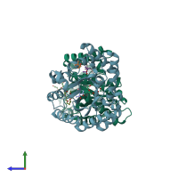 PDB entry 5b7y coloured by chain, side view.