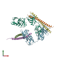 PDB entry 5b83 coloured by chain, front view.