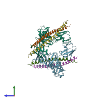 PDB entry 5b83 coloured by chain, side view.