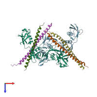 PDB entry 5b83 coloured by chain, top view.